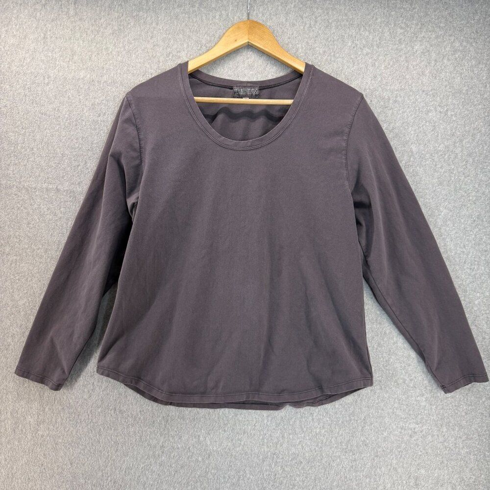 Iridium Women's Medium Long Sleeve Shirt Gray Cotton Lycra Top Casual Relaxed